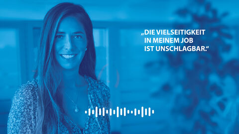 Hören Sie sich unsere Podcast Folge mit Frau Handzik an. Auf dem Foto ist Frau Handzik zu sehen, die im Rahmen des Podcasts interviewt wurde.