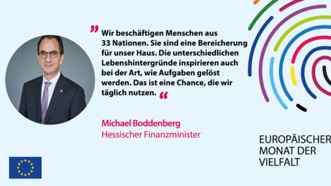 Diversity Month Mai 2022 Auf dem Foto sehen wir unsere Beschäftigten aus dem Finanzressort, die ihre Gedanken zur kulturellen Vielfalt teilen.