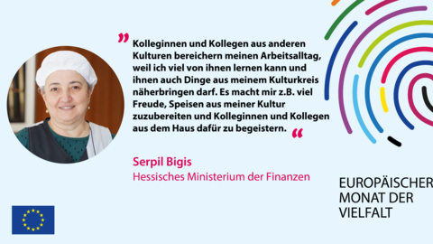 Diversity Month Mai 2022 Auf dem Foto sehen wir unsere Beschäftigten aus dem Finanzressort, die ihre Gedanken zur kulturellen Vielfalt teilen.